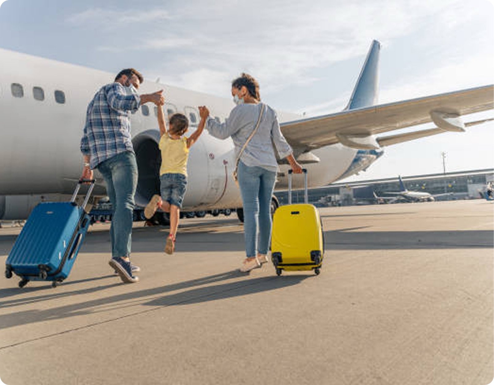 Family boarding an aircraft